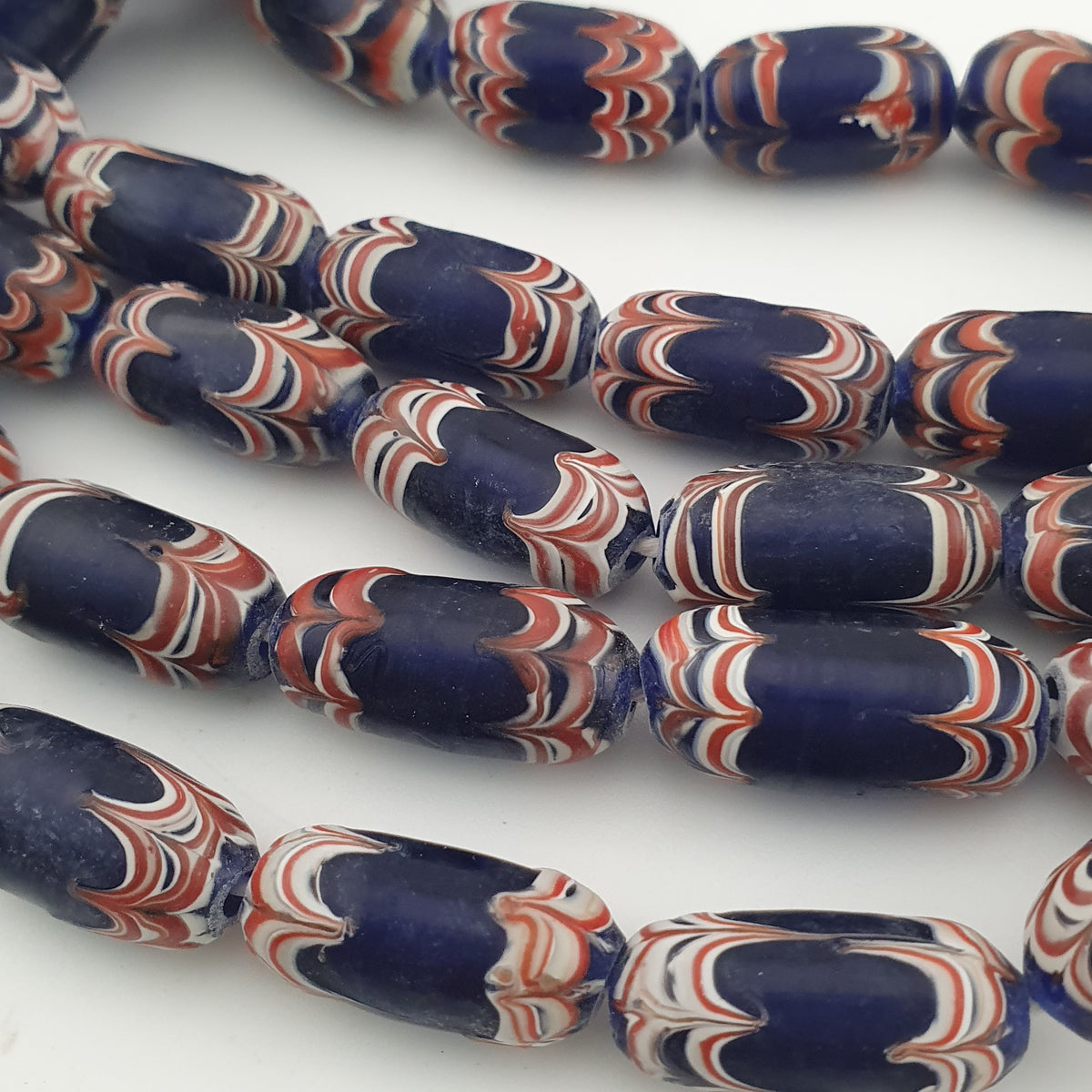 Antique Venetian Style Blue Trade Glass Beads Necklace Strands
