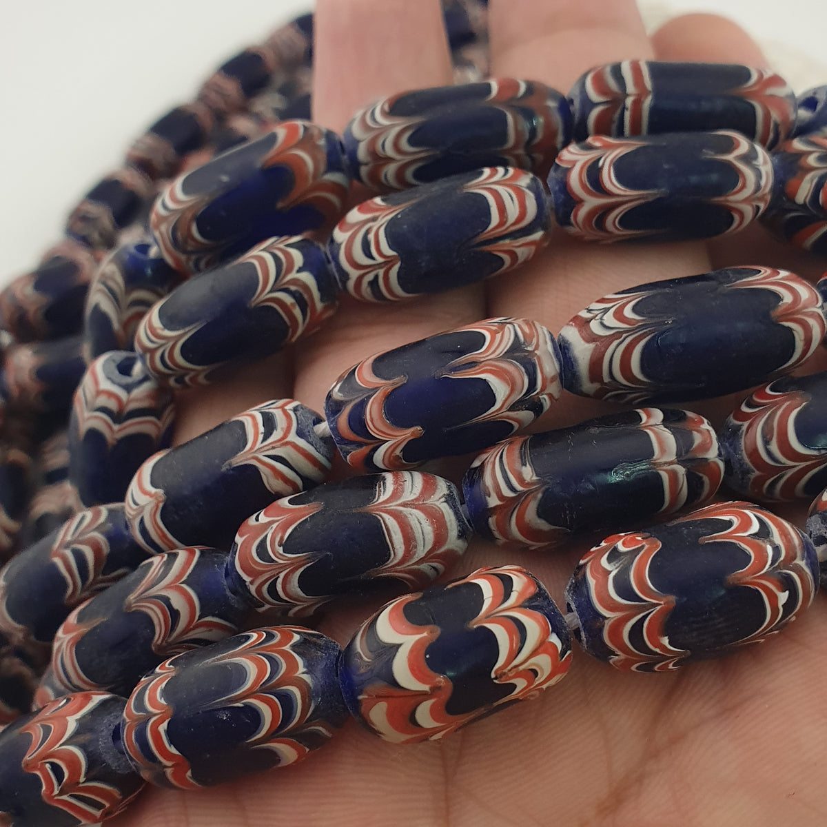 Antique Venetian Style Blue Trade Glass Beads Necklace Strands