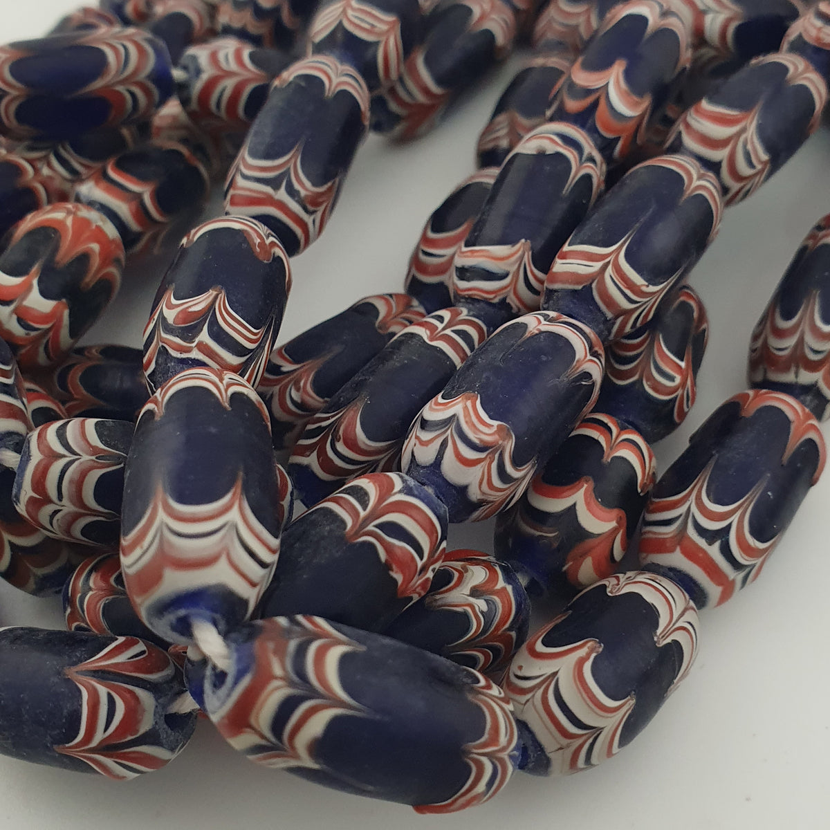 Antique Venetian Style Blue Trade Glass Beads Necklace Strands