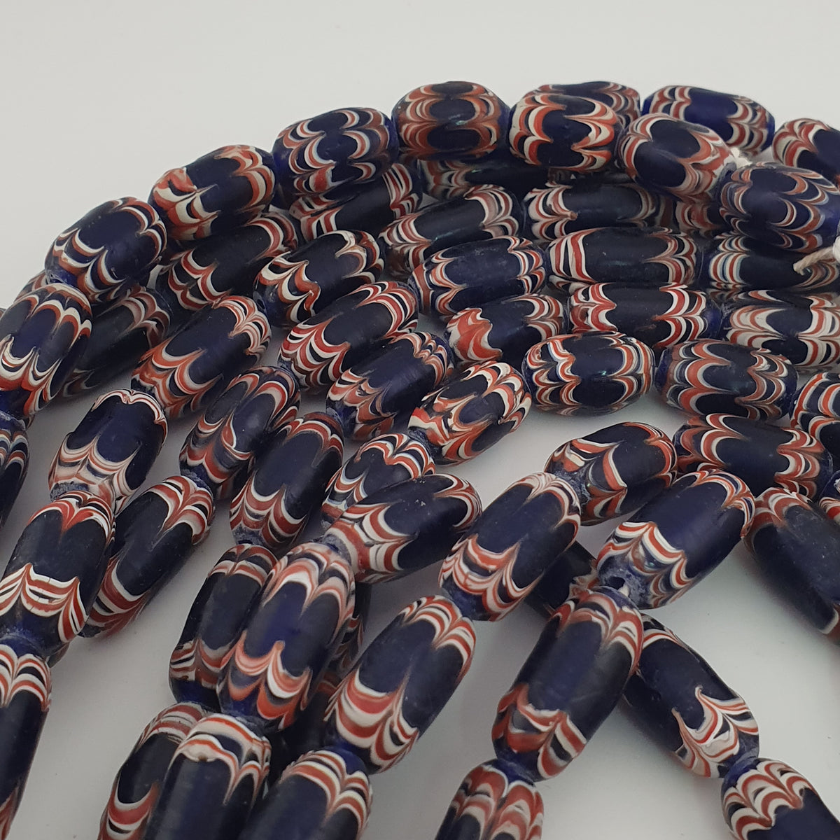 Antique Venetian Style Blue Trade Glass Beads Necklace Strands