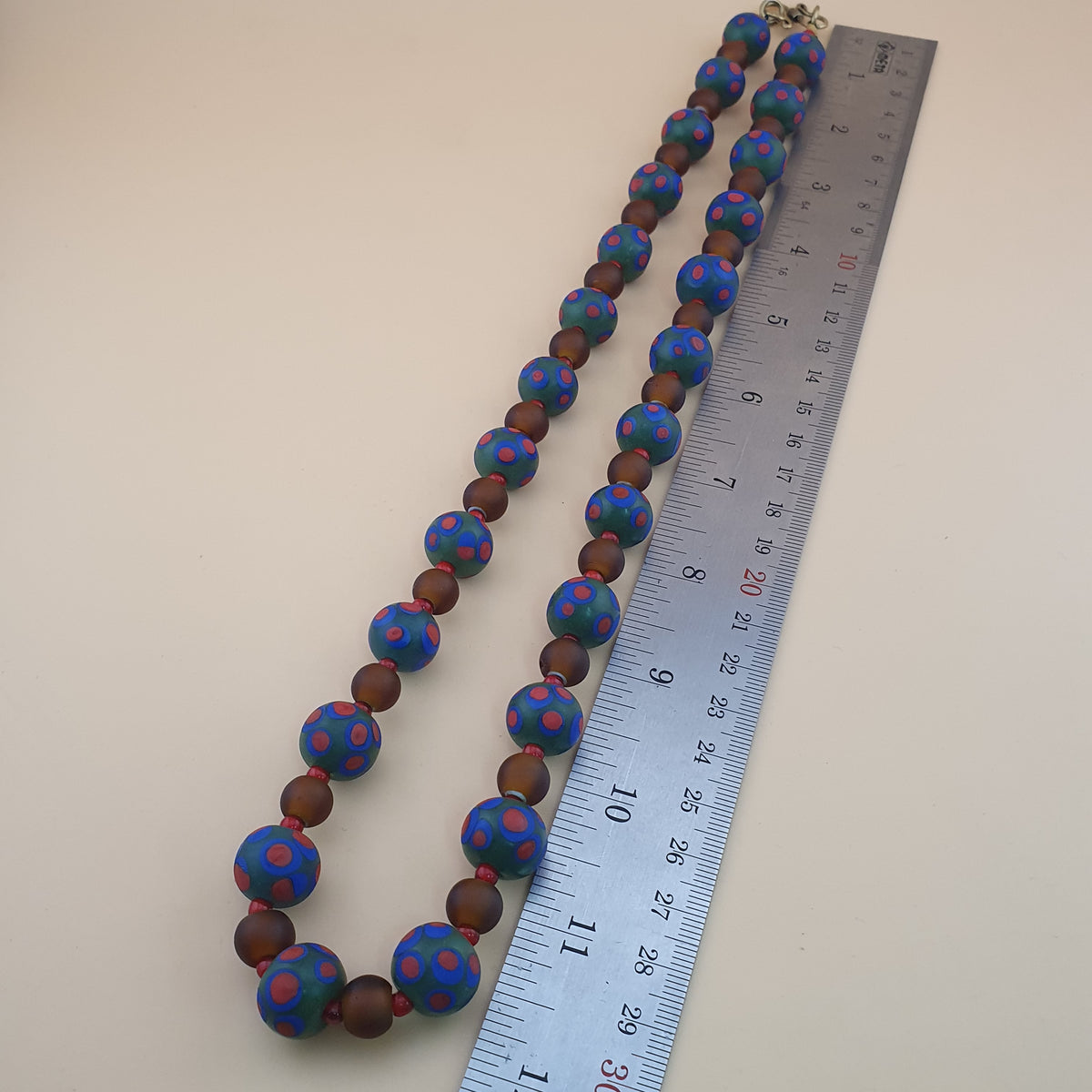 Vintage Venetian African Style Eyes & Brown Glass Beads Necklace