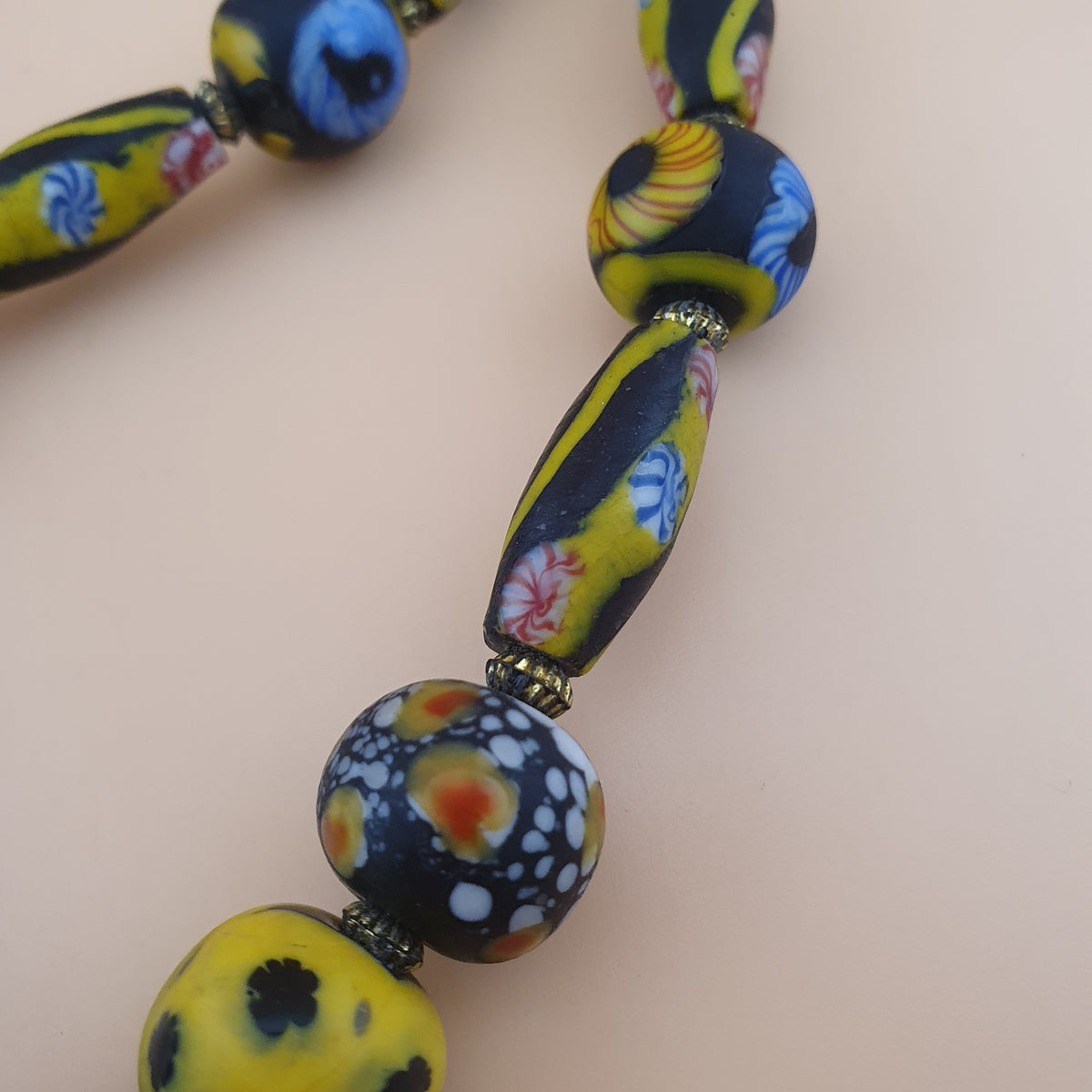 Antique Venetian Style Floral & Mix Glass Beads Necklace