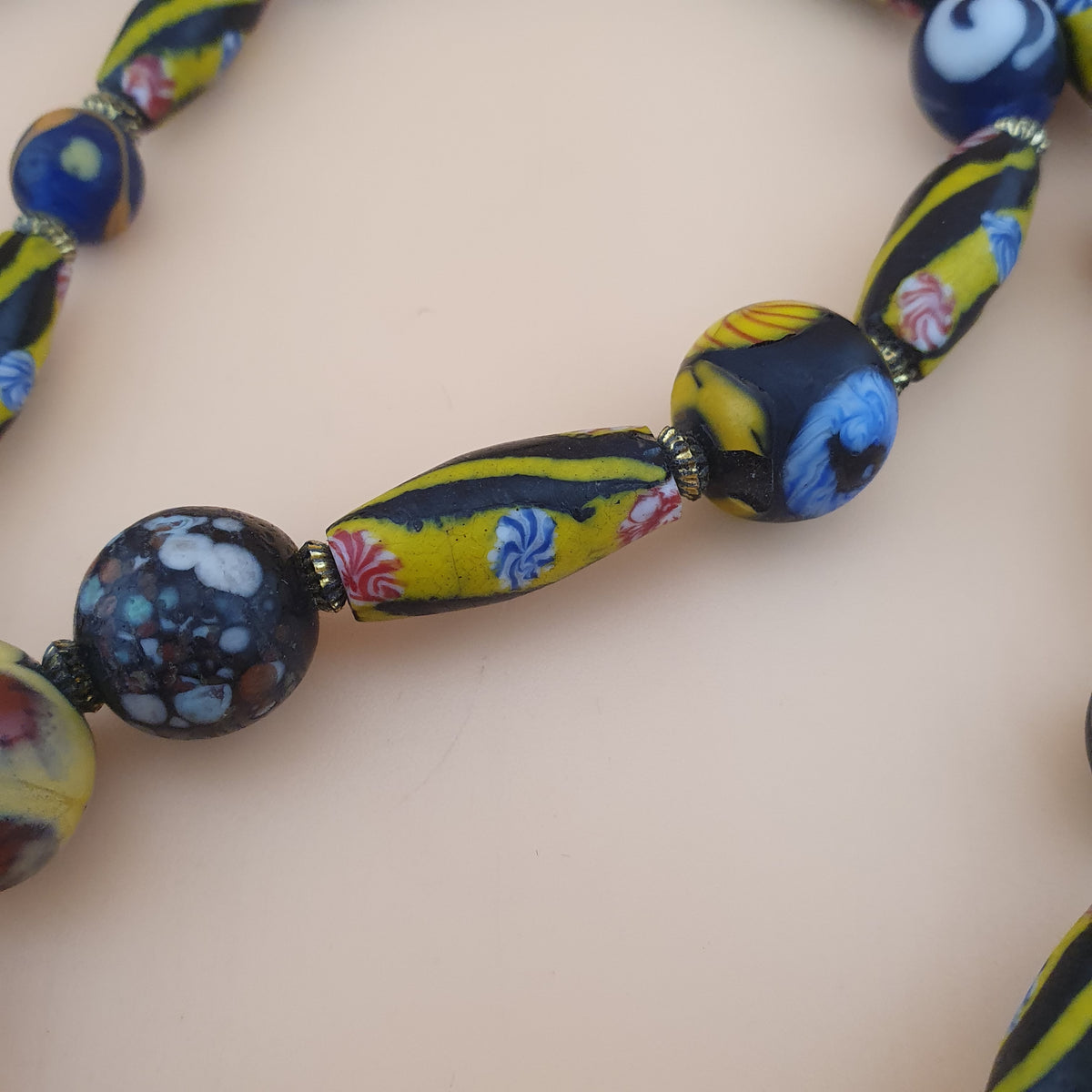 Antique Venetian Style Floral & Mix Glass Beads Necklace