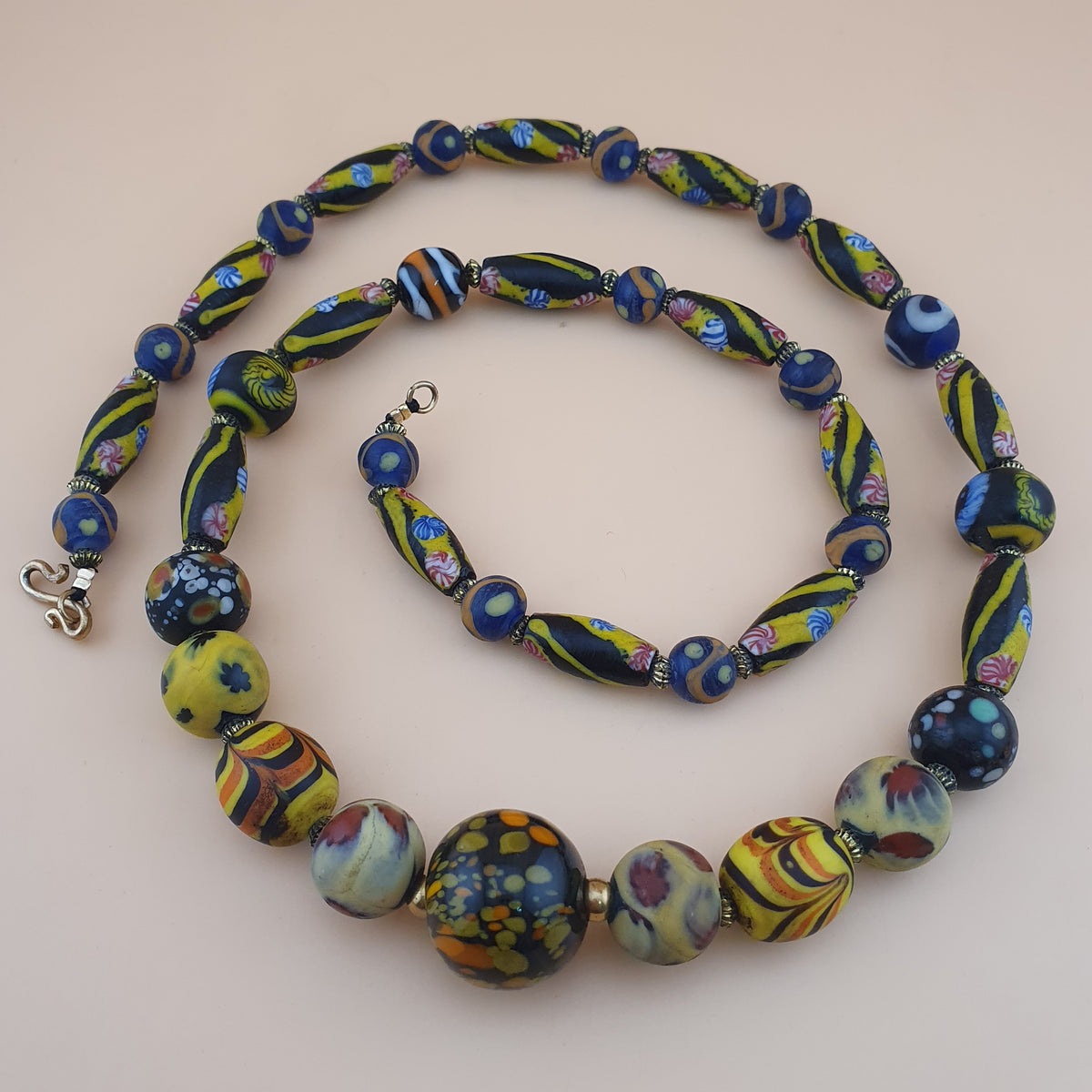 Antique Venetian Style Floral & Mix Glass Beads Necklace