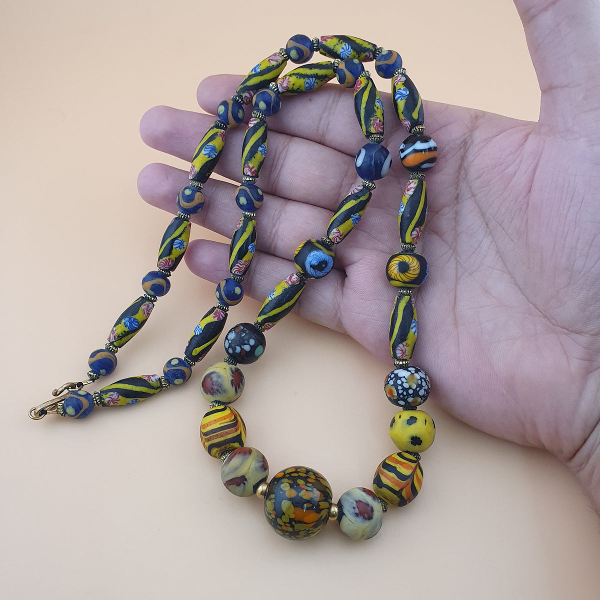 Antique Venetian Style Floral & Mix Glass Beads Necklace