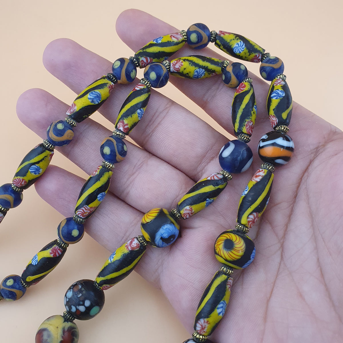 Antique Venetian Style Floral & Mix Glass Beads Necklace