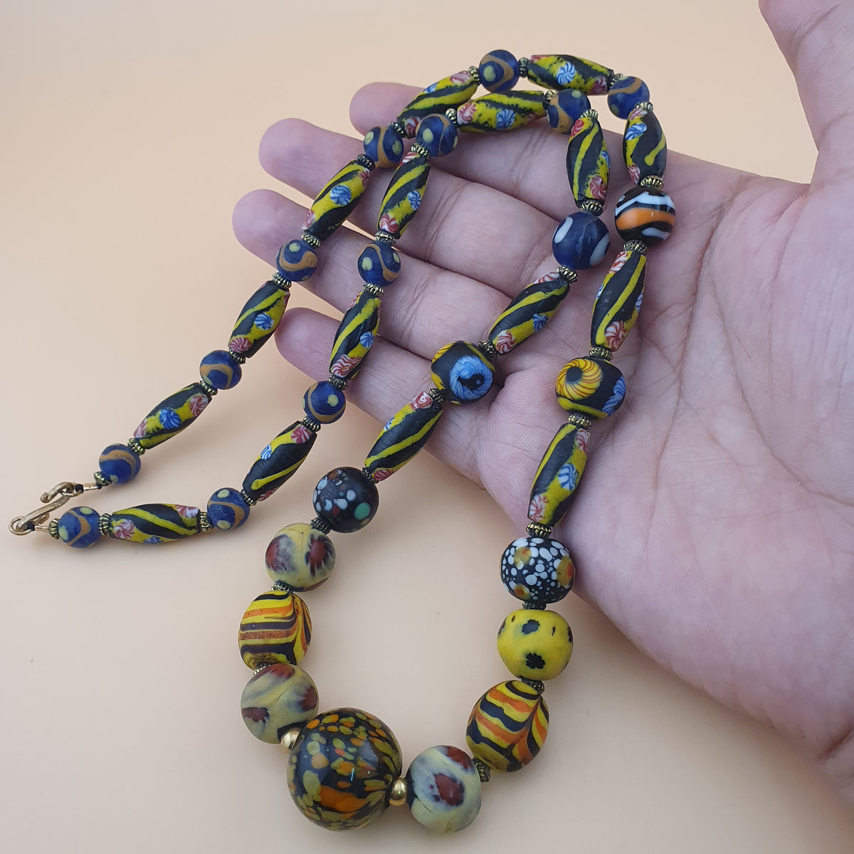 Antique Venetian Style Floral & Mix Glass Beads Necklace