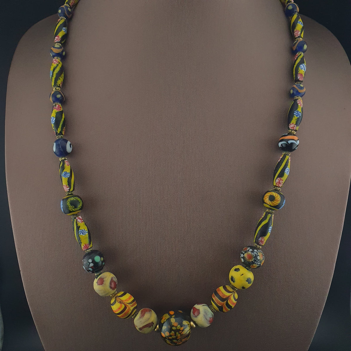 Antique Venetian Style Floral & Mix Glass Beads Necklace