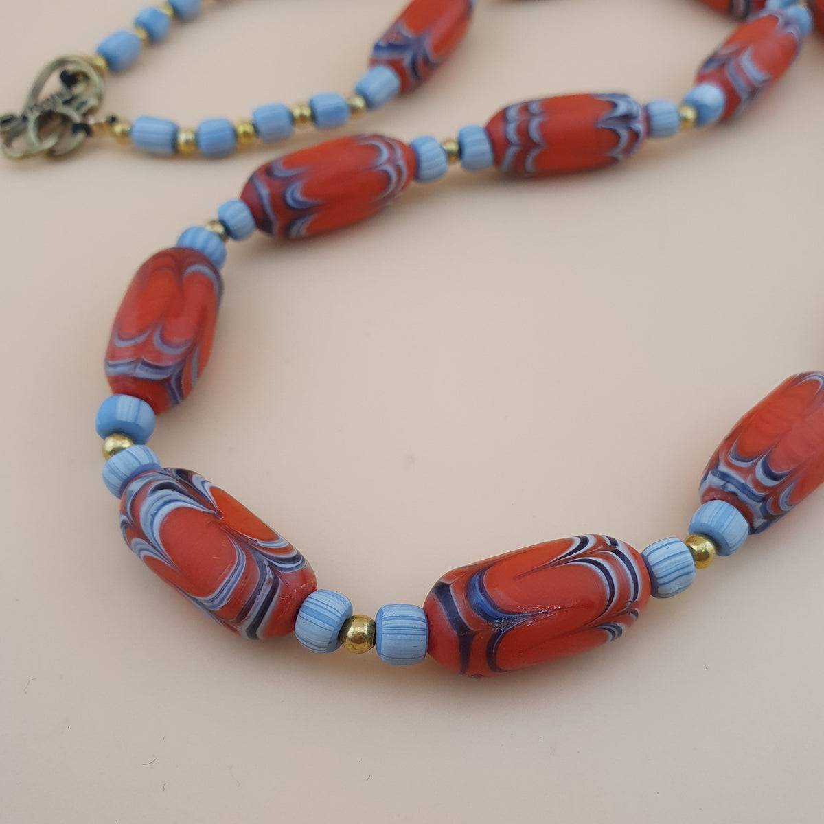 Vintage Venetian Style Handmade Trade Glass Beads Necklace