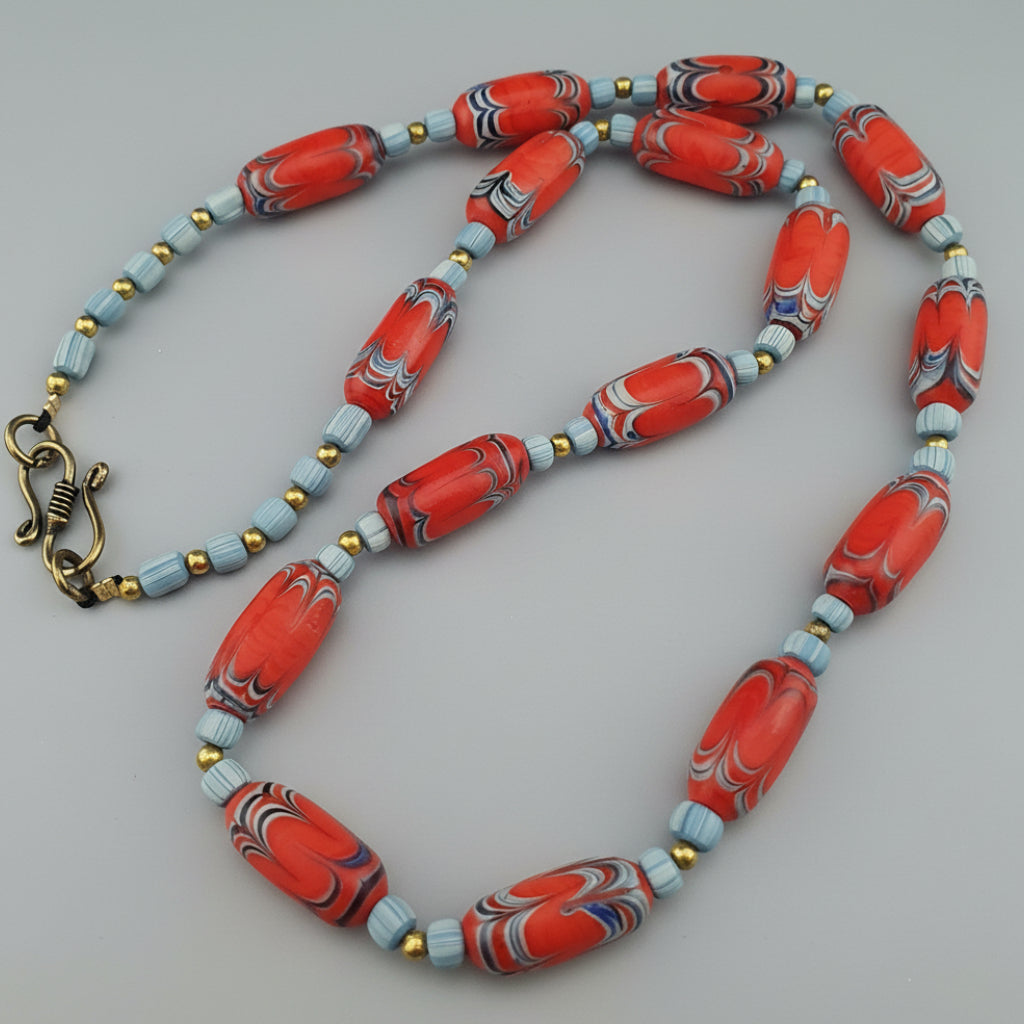 Vintage Venetian Style Handmade Trade Glass Beads Necklace