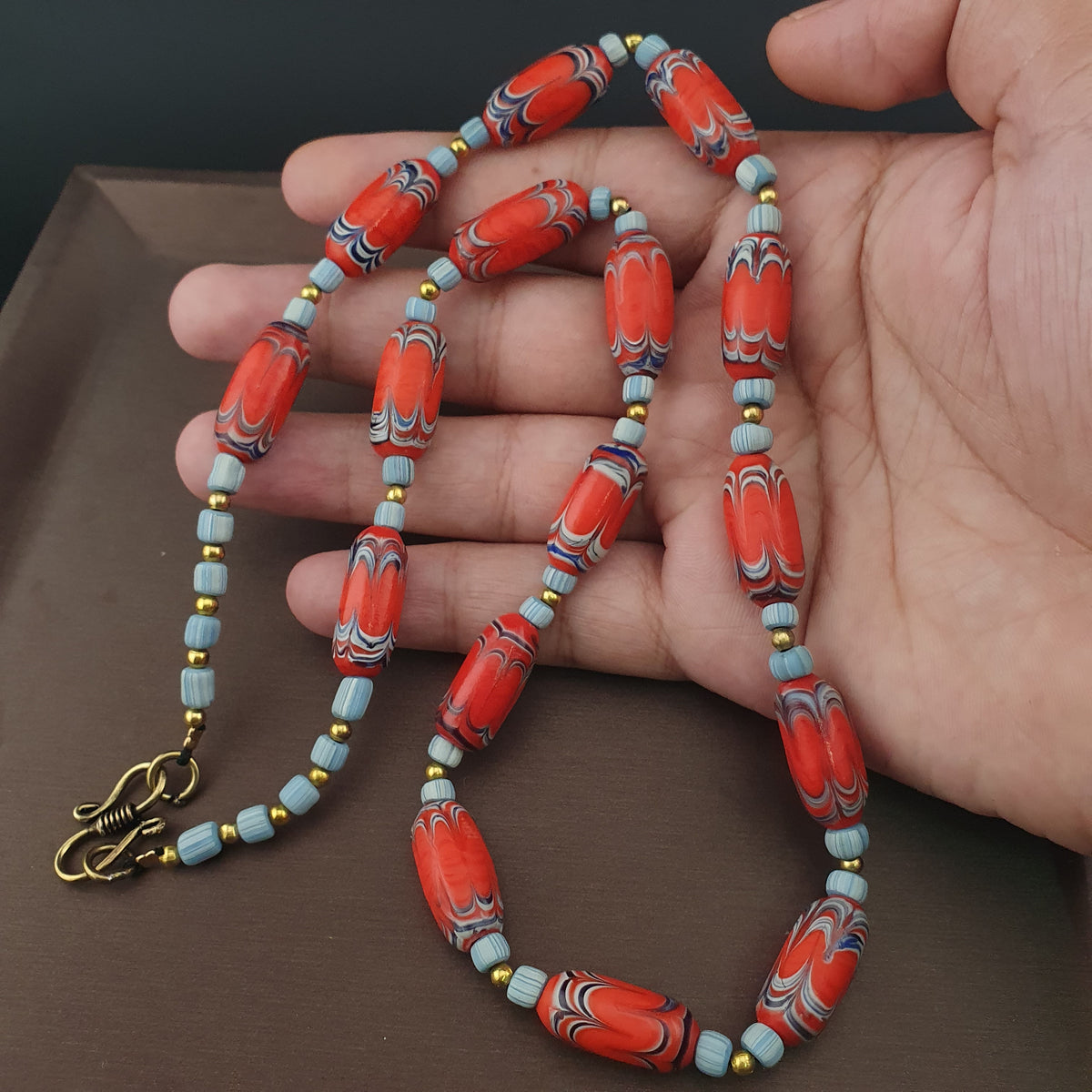Vintage Venetian Style Handmade Trade Glass Beads Necklace