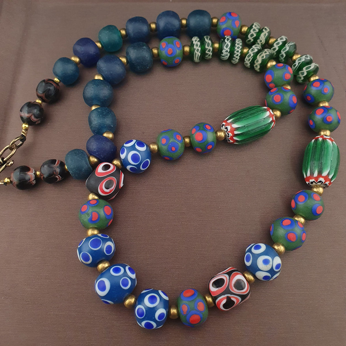 Vintage Venetian African Style Mix Glass Beads Necklace