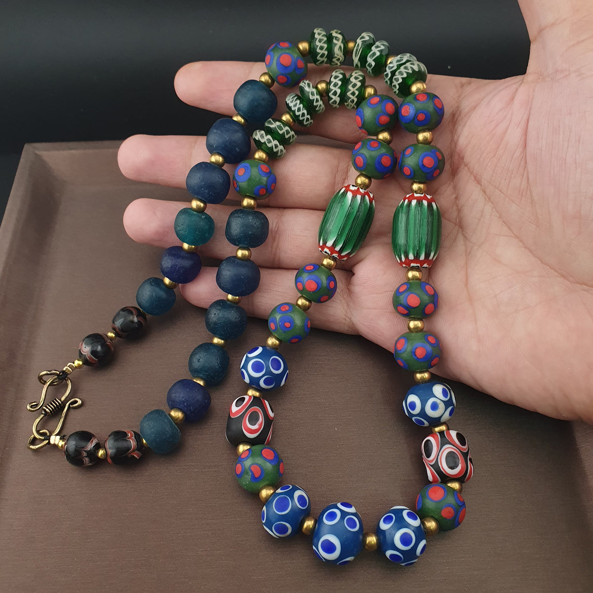 Vintage Venetian African Style Mix Glass Beads Necklace