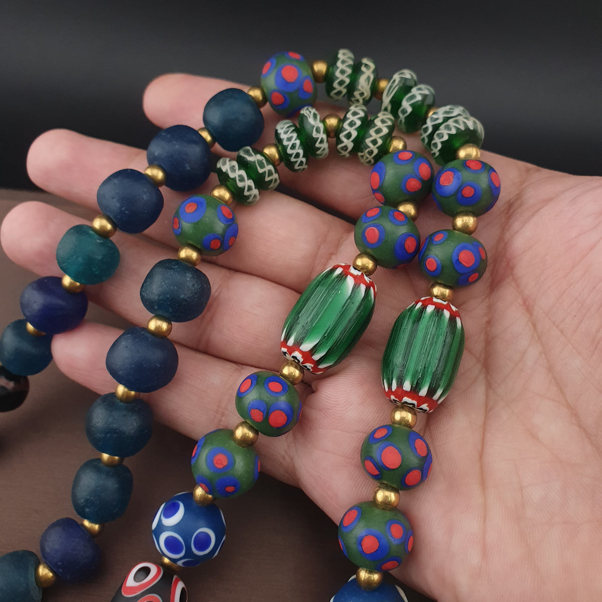 Vintage Venetian African Style Mix Glass Beads Necklace