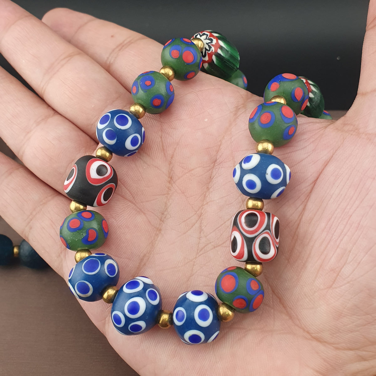 Vintage Venetian African Style Mix Glass Beads Necklace