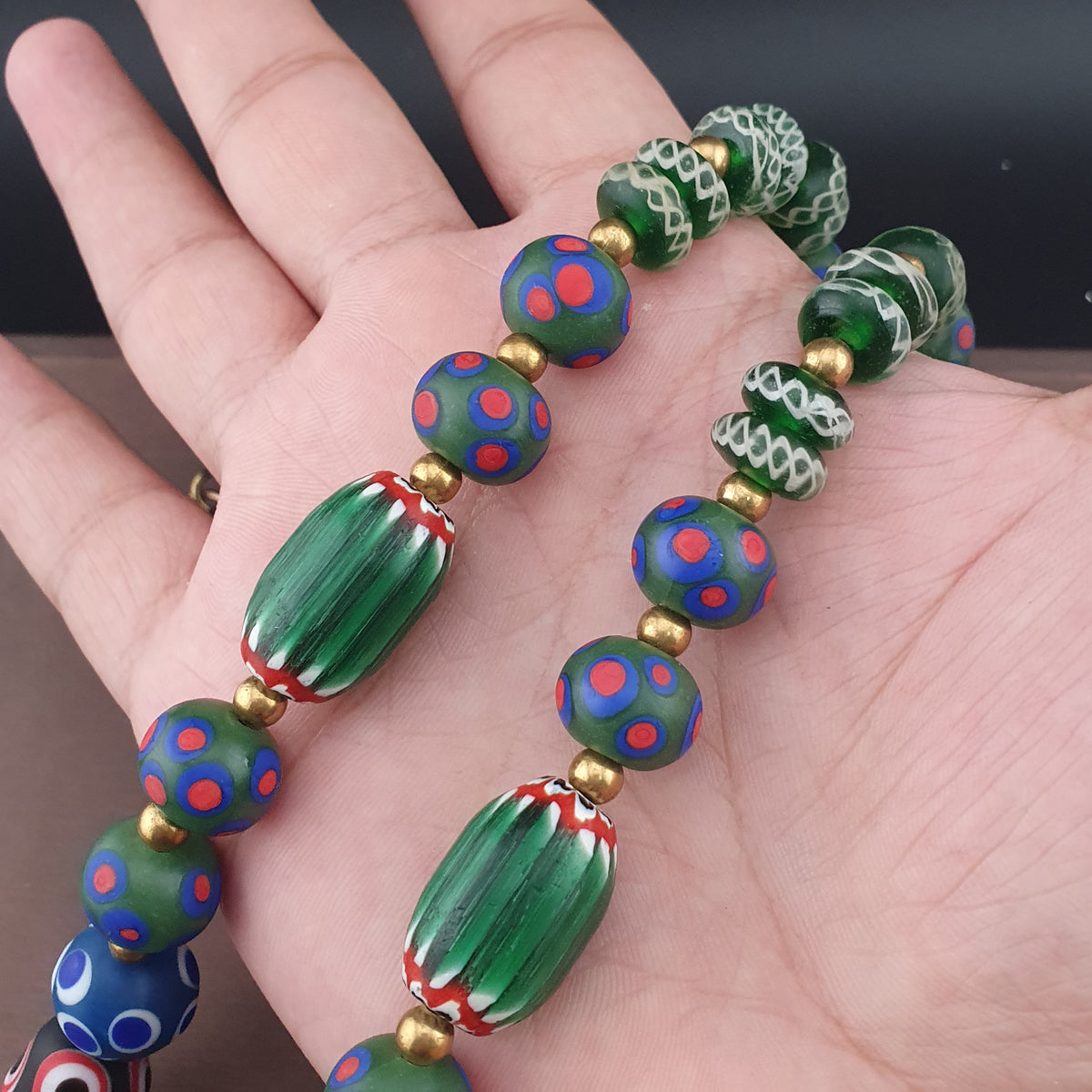 Vintage Venetian African Style Mix Glass Beads Necklace