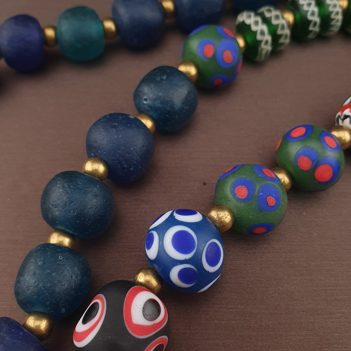 Vintage Venetian African Style Mix Glass Beads Necklace