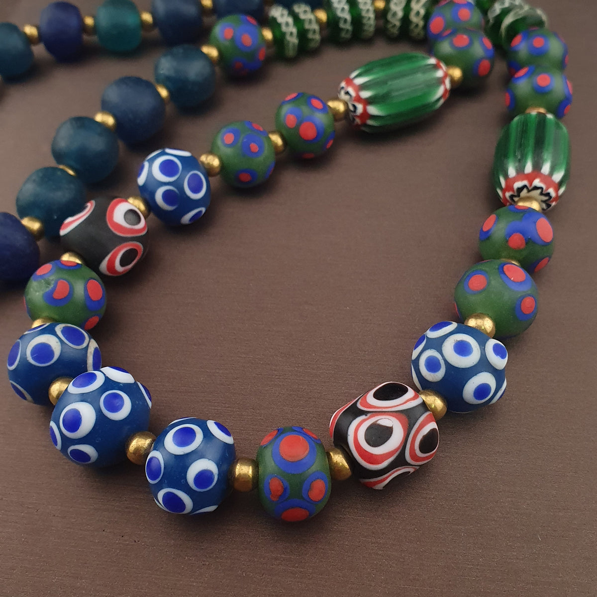 Vintage Venetian African Style Mix Glass Beads Necklace