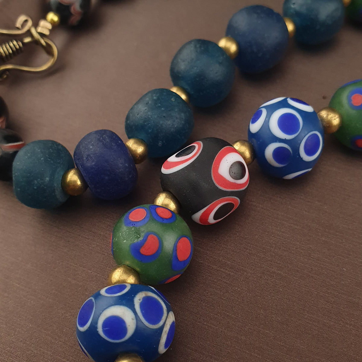 Vintage Venetian African Style Mix Glass Beads Necklace