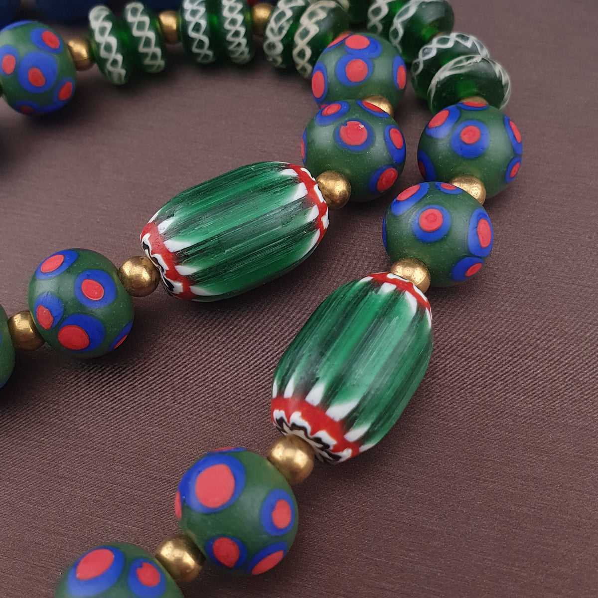 Vintage Venetian African Style Mix Glass Beads Necklace