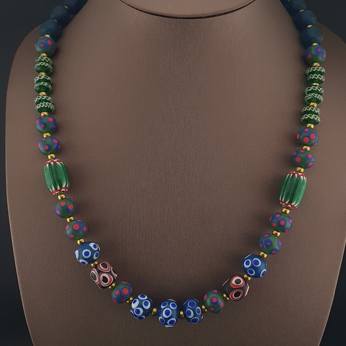 Vintage Venetian African Style Mix Glass Beads Necklace