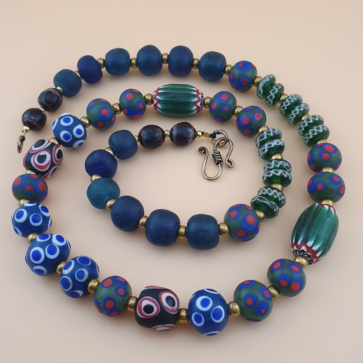 Vintage Venetian African Style Mix Glass Beads Necklace