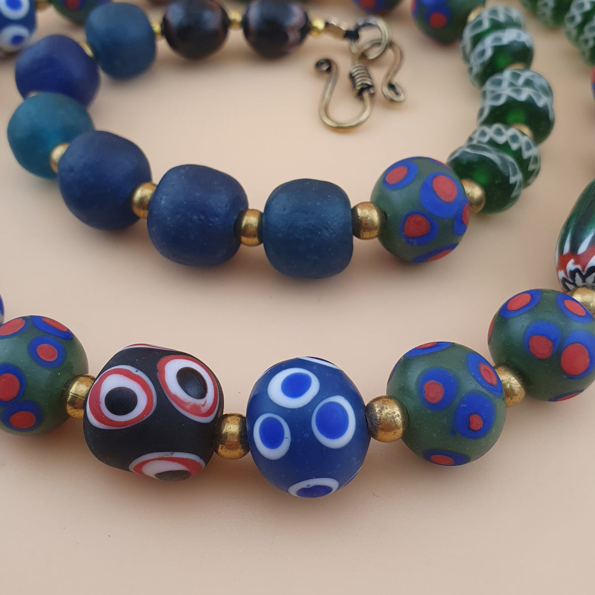 Vintage Venetian African Style Mix Glass Beads Necklace