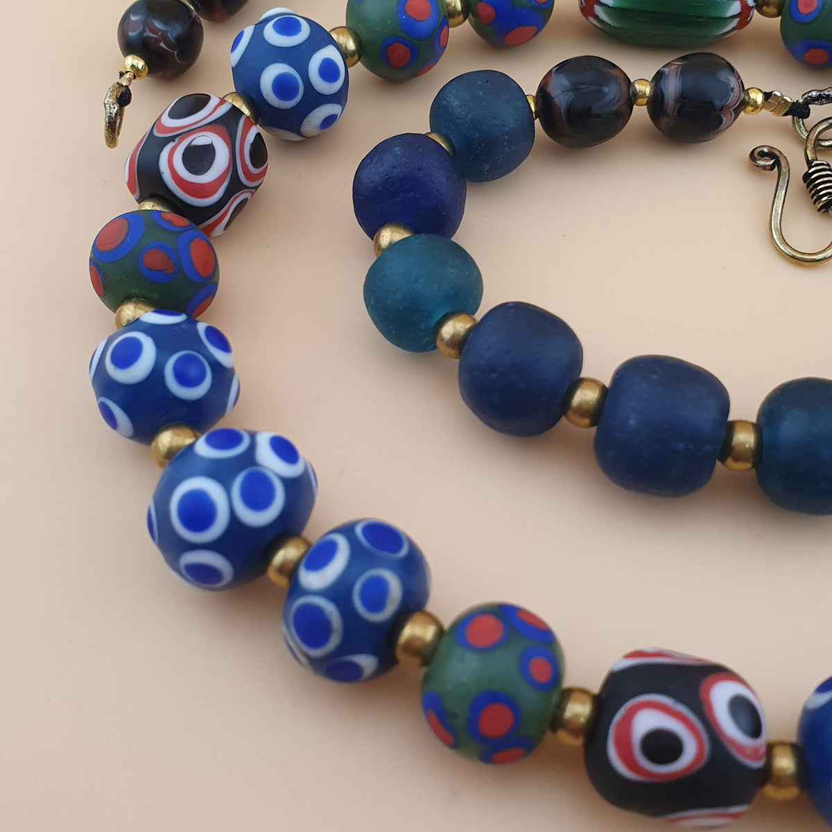 Vintage Venetian African Style Mix Glass Beads Necklace