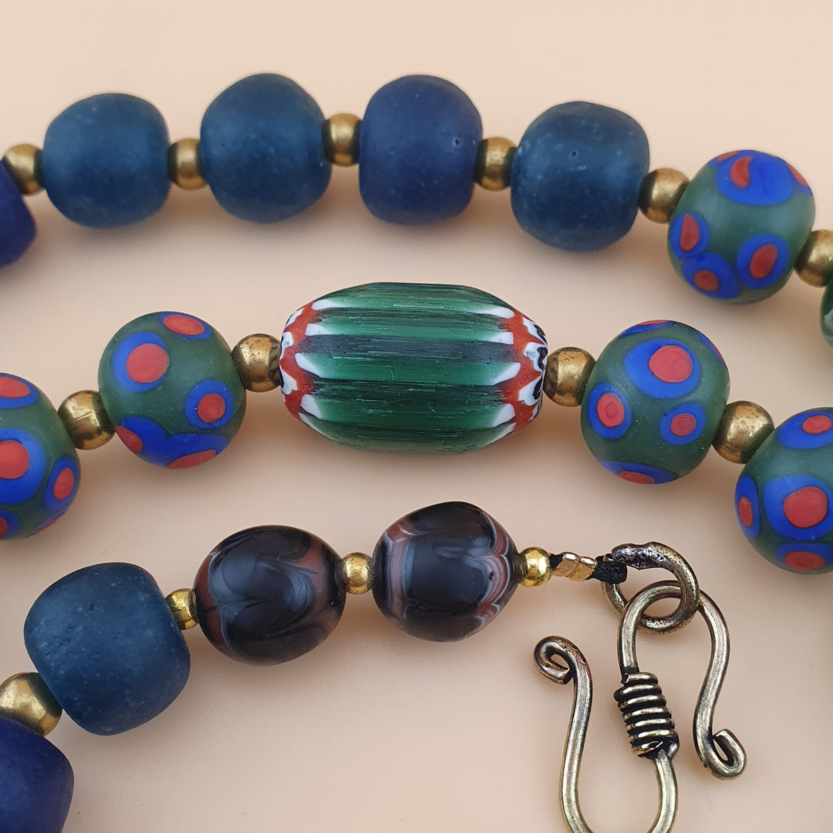 Vintage Venetian African Style Mix Glass Beads Necklace