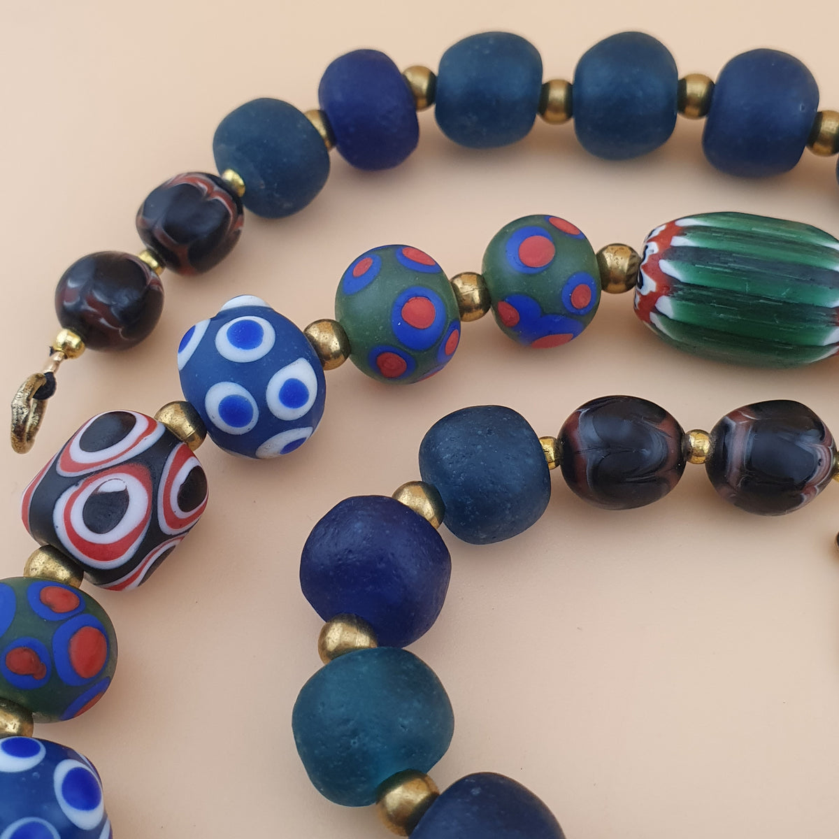Vintage Venetian African Style Mix Glass Beads Necklace