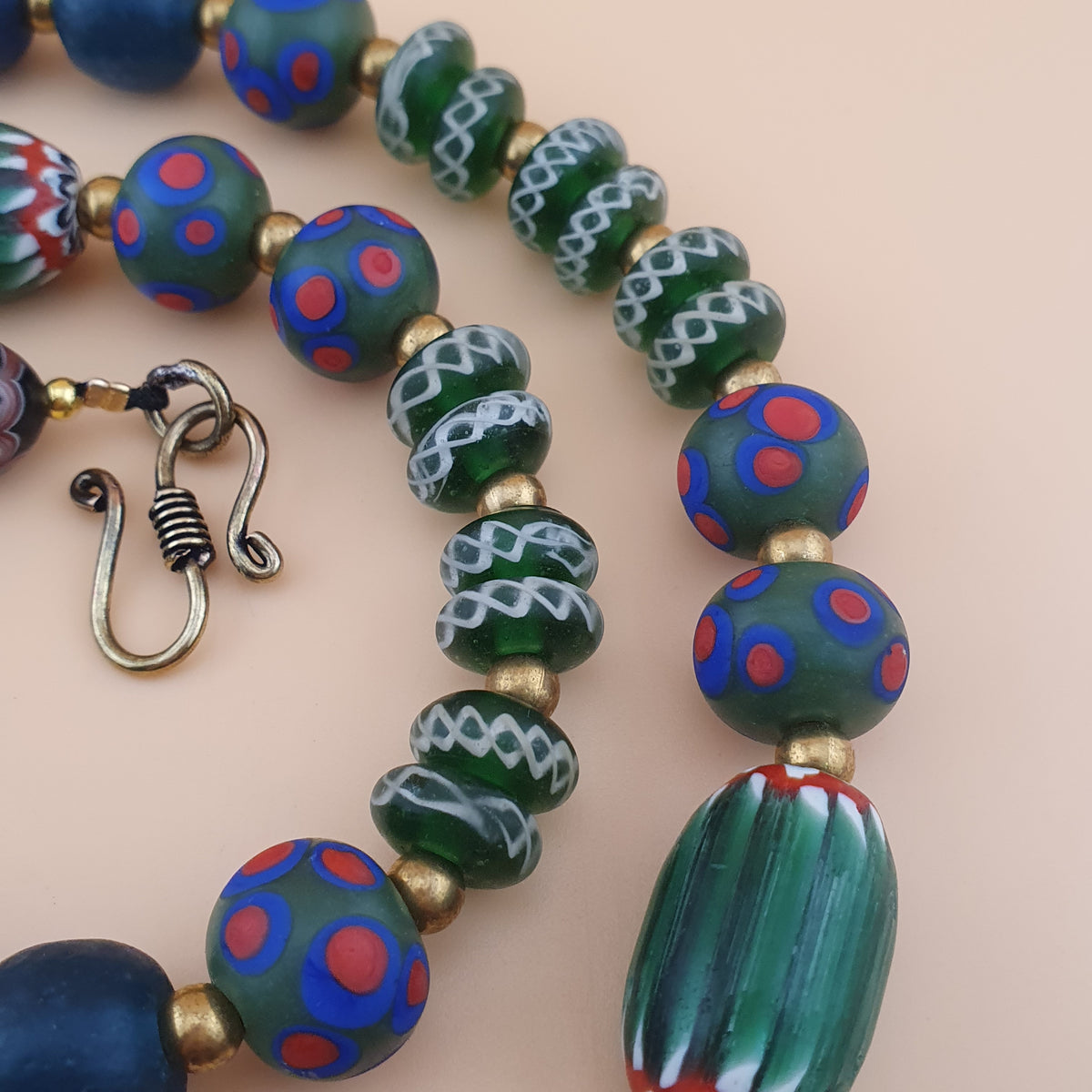 Vintage Venetian African Style Mix Glass Beads Necklace