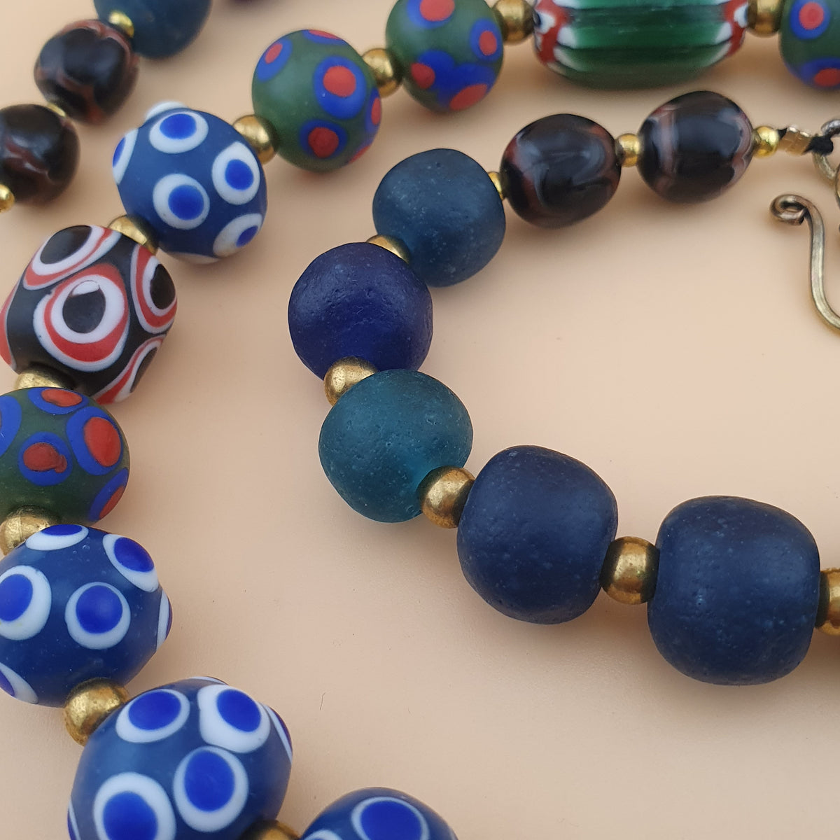 Vintage Venetian African Style Mix Glass Beads Necklace