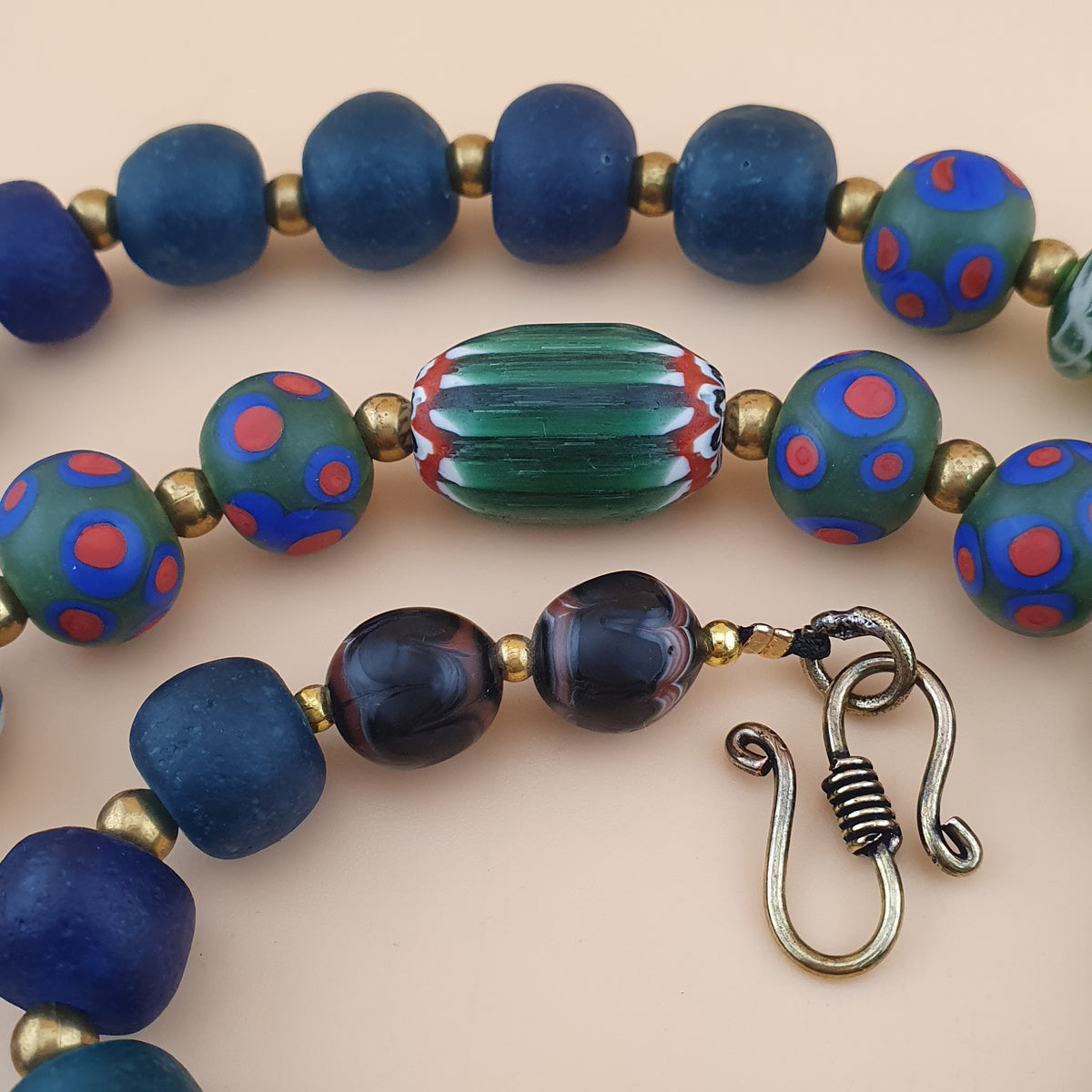Vintage Venetian African Style Mix Glass Beads Necklace