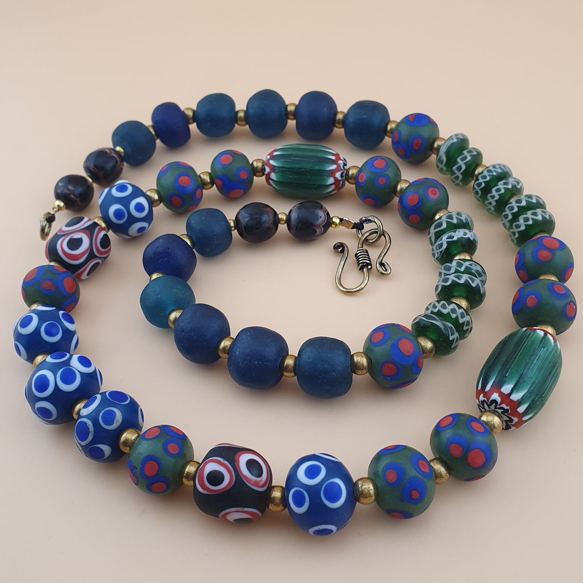 Vintage Venetian African Style Mix Glass Beads Necklace