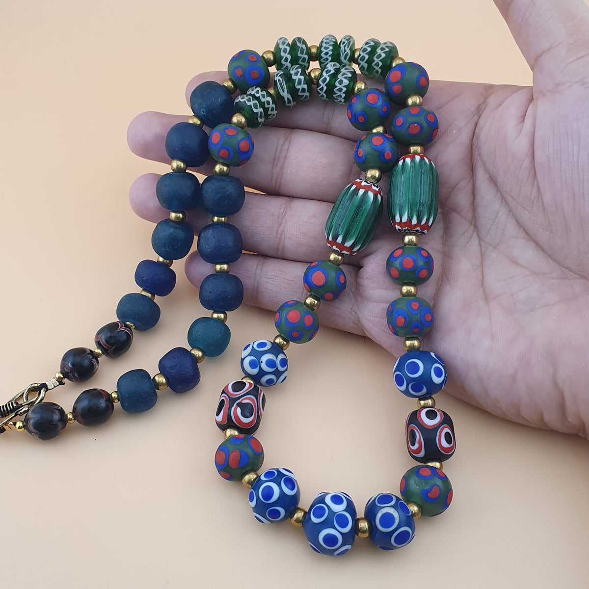 Vintage Venetian African Style Mix Glass Beads Necklace