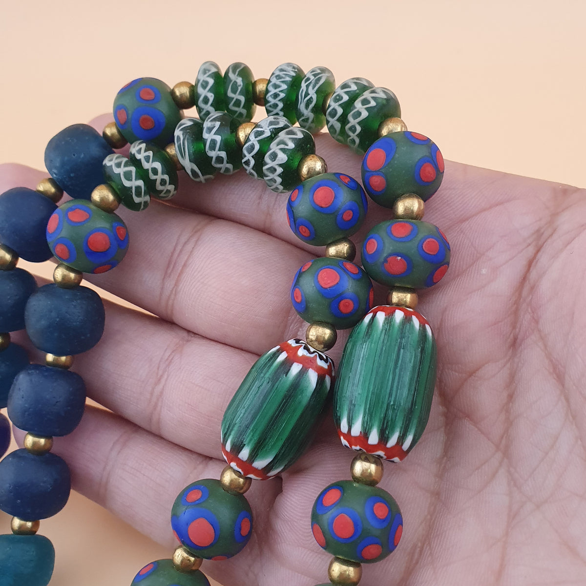 Vintage Venetian African Style Mix Glass Beads Necklace