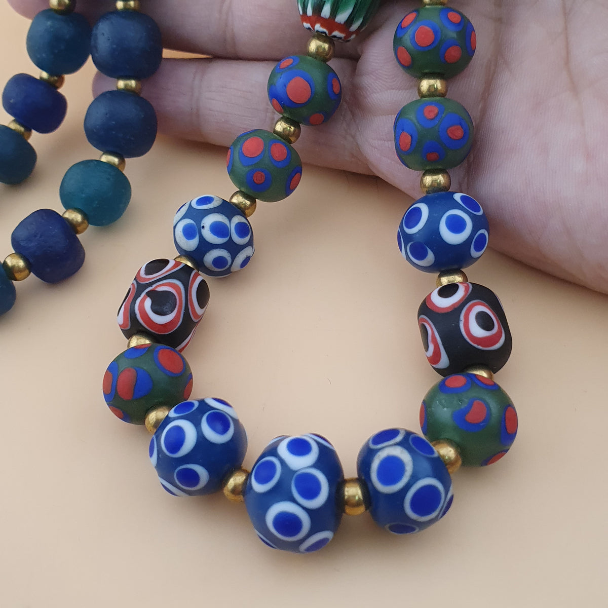Vintage Venetian African Style Mix Glass Beads Necklace
