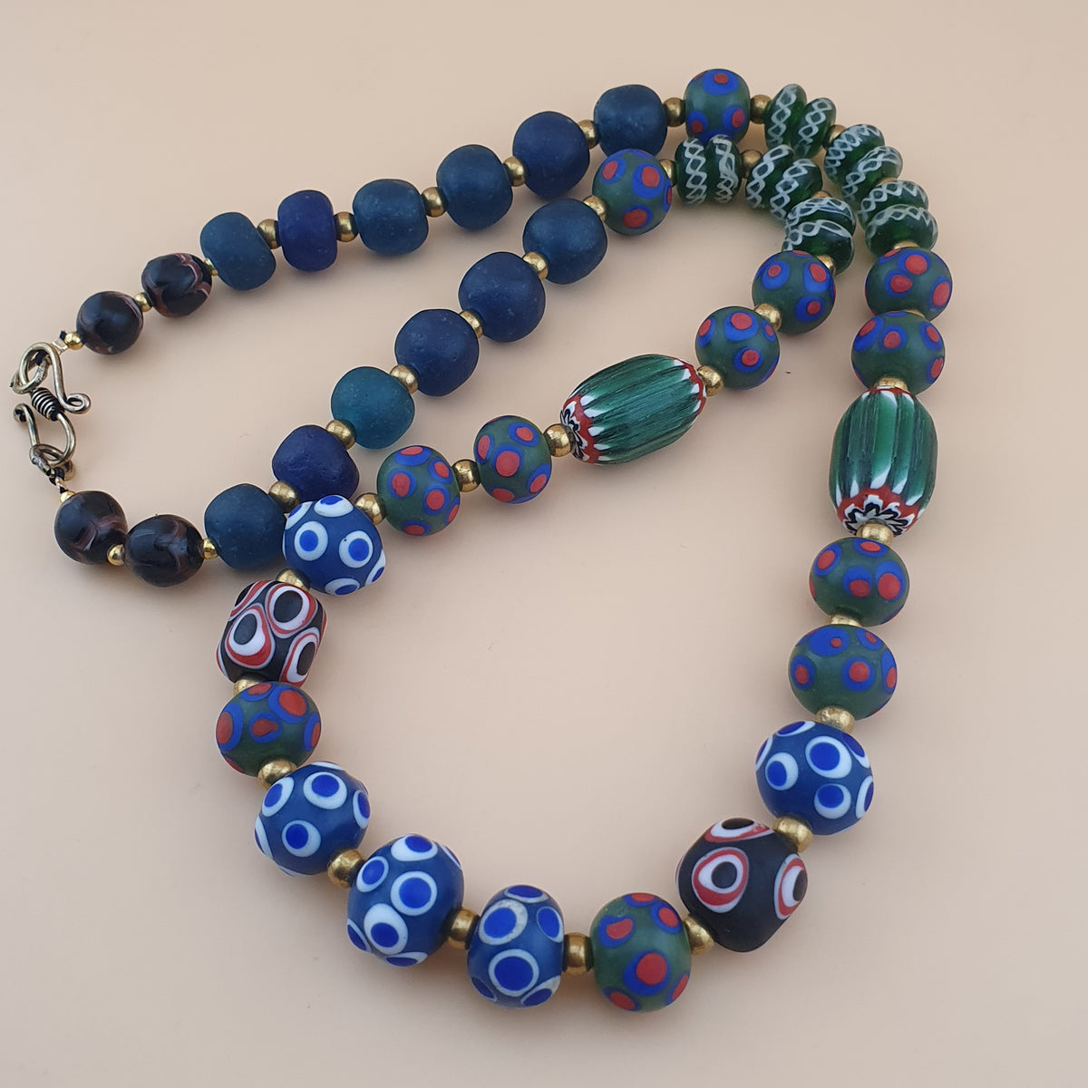 Vintage Venetian African Style Mix Glass Beads Necklace