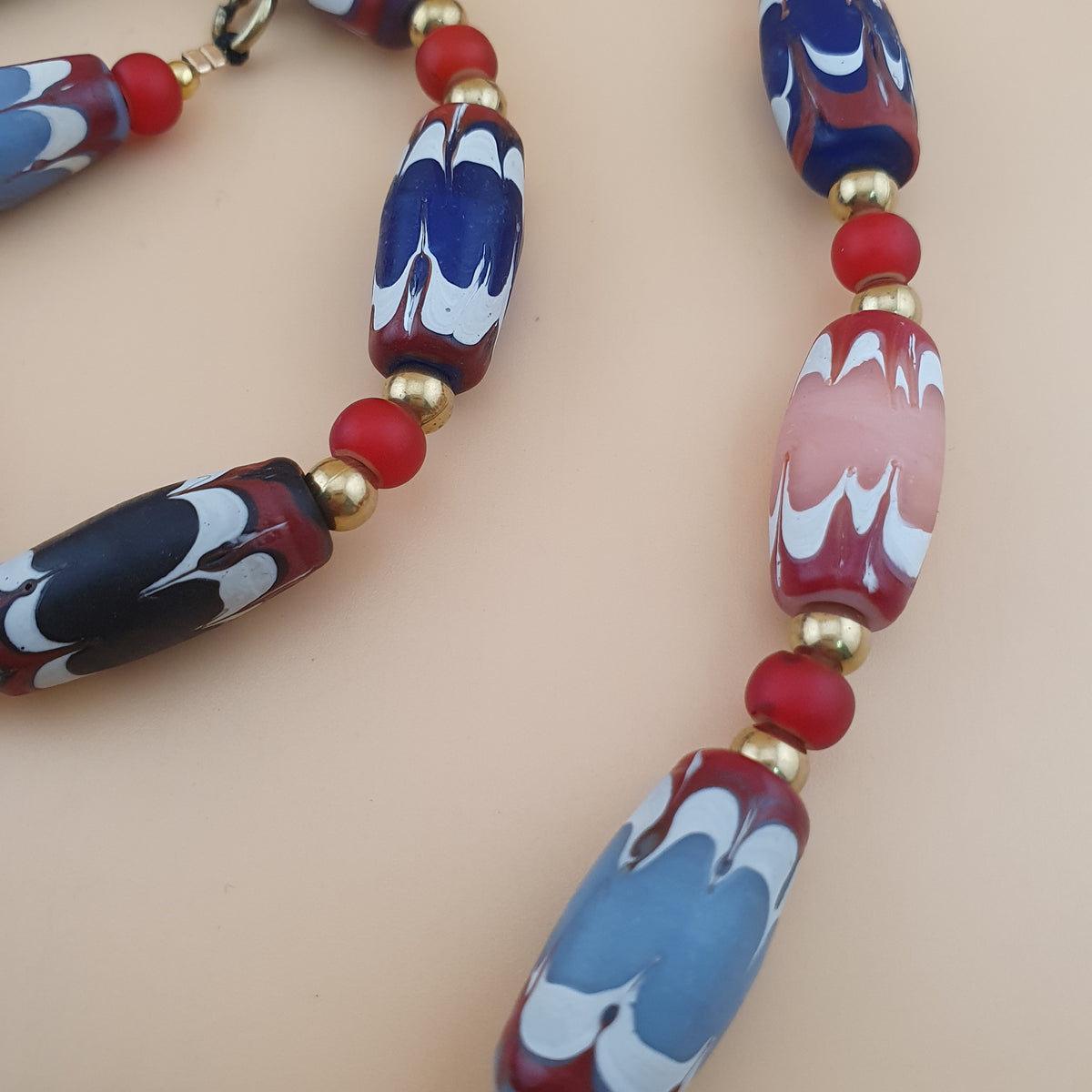 Antique Venetian Style Handmade MulitColor Mix Glass Beads Necklace