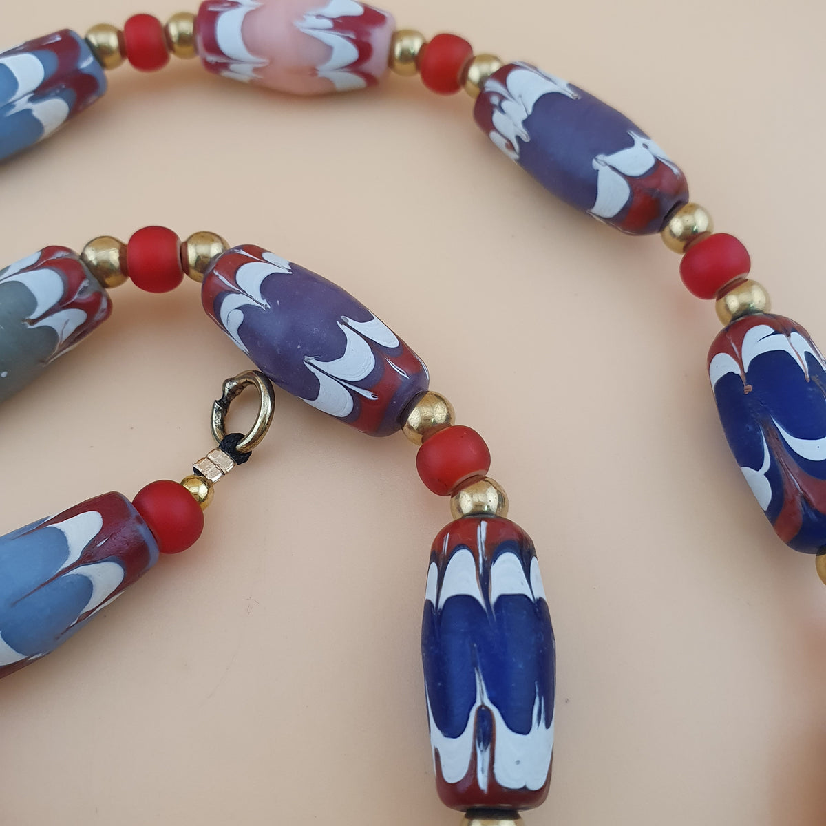 Antique Venetian Style Handmade MulitColor Mix Glass Beads Necklace