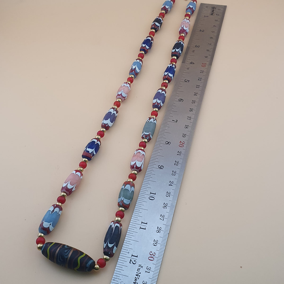 Antique Venetian Style Handmade MulitColor Mix Glass Beads Necklace