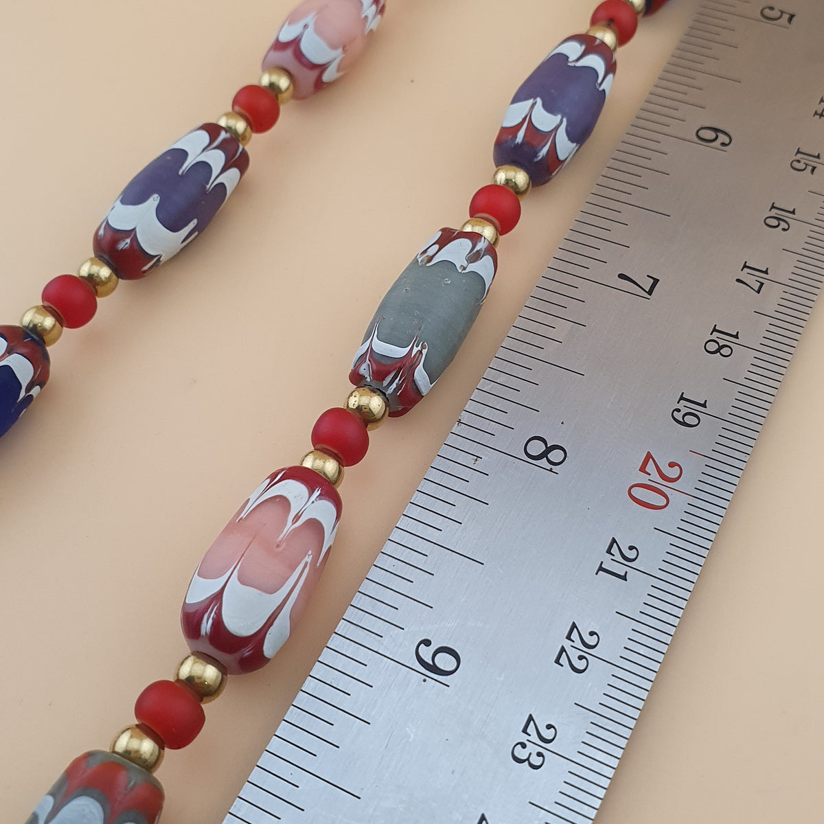 Antique Venetian Style Handmade MulitColor Mix Glass Beads Necklace