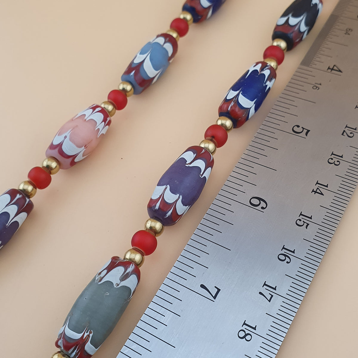 Antique Venetian Style Handmade MulitColor Mix Glass Beads Necklace