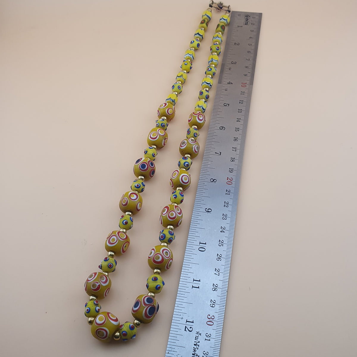 Antique Venetian Style Thousand Eyes & Skunk Eyes Glass Beads Necklace