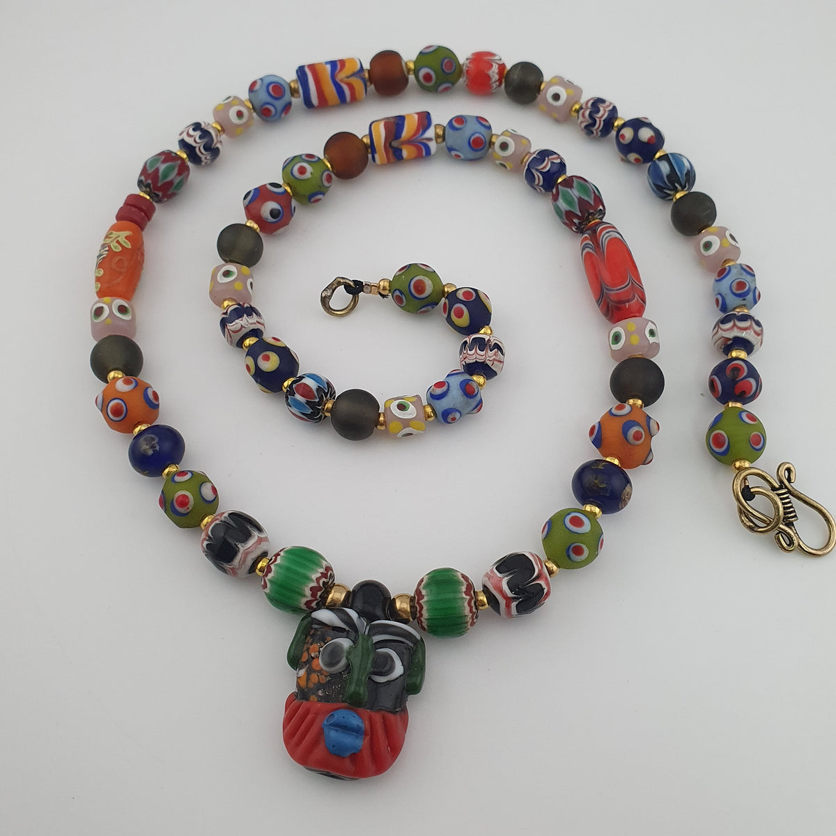 Antique Venetian Style MultiColor Mix Glass Beads Necklace