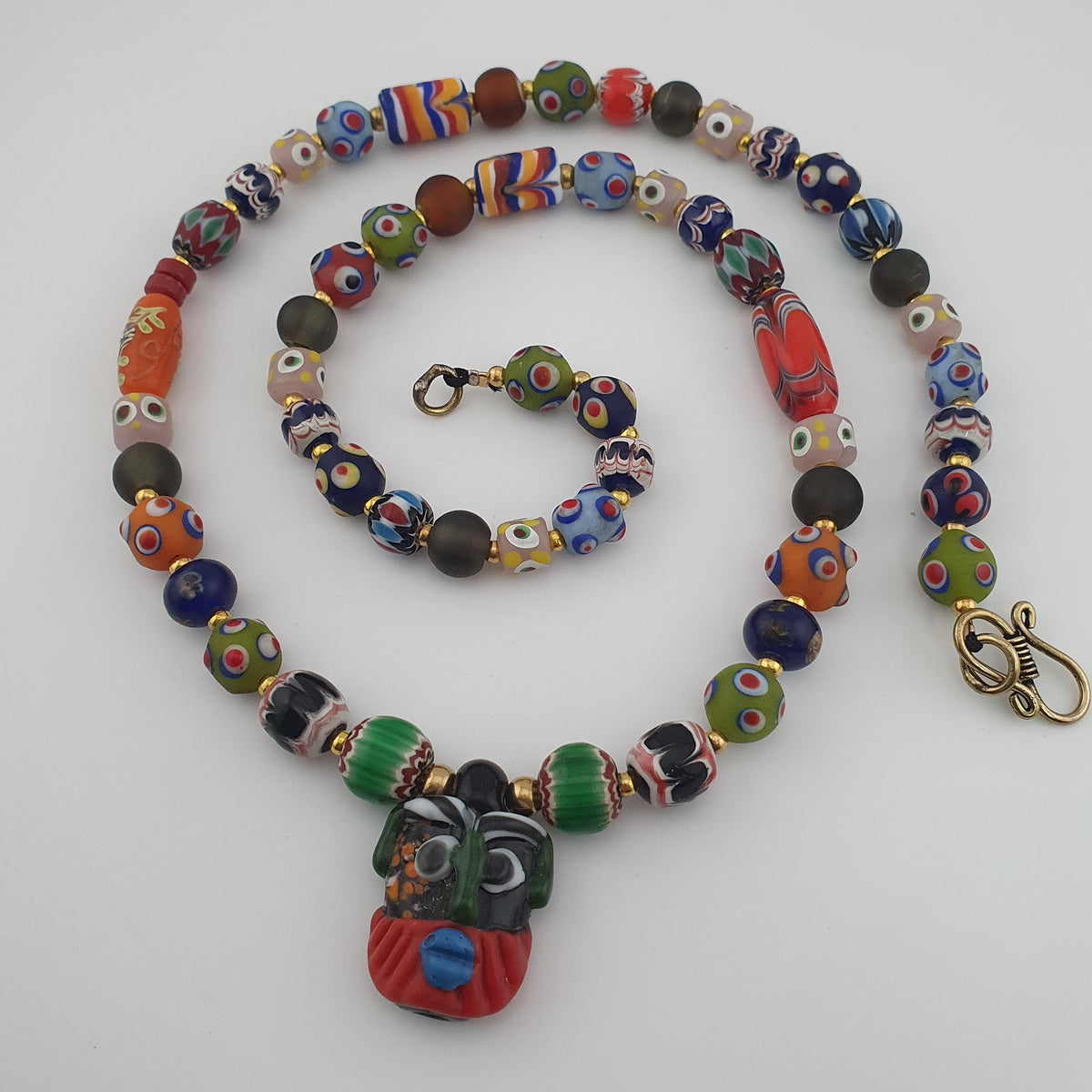 Antique Venetian Style MultiColor Mix Glass Beads Necklace