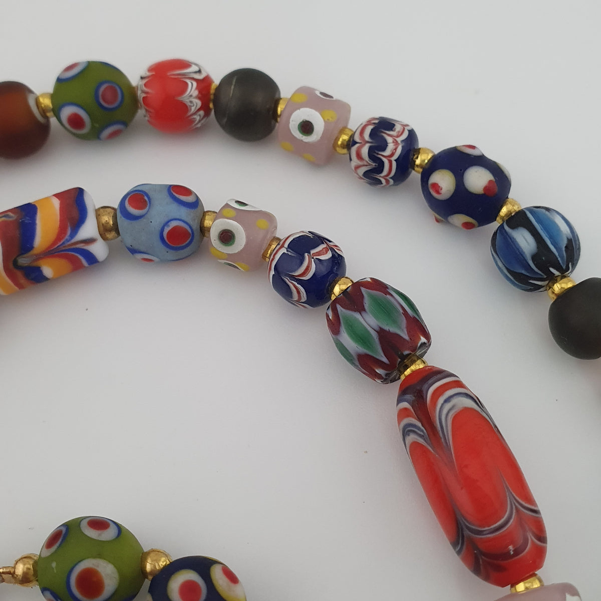 Antique Venetian Style MultiColor Mix Glass Beads Necklace