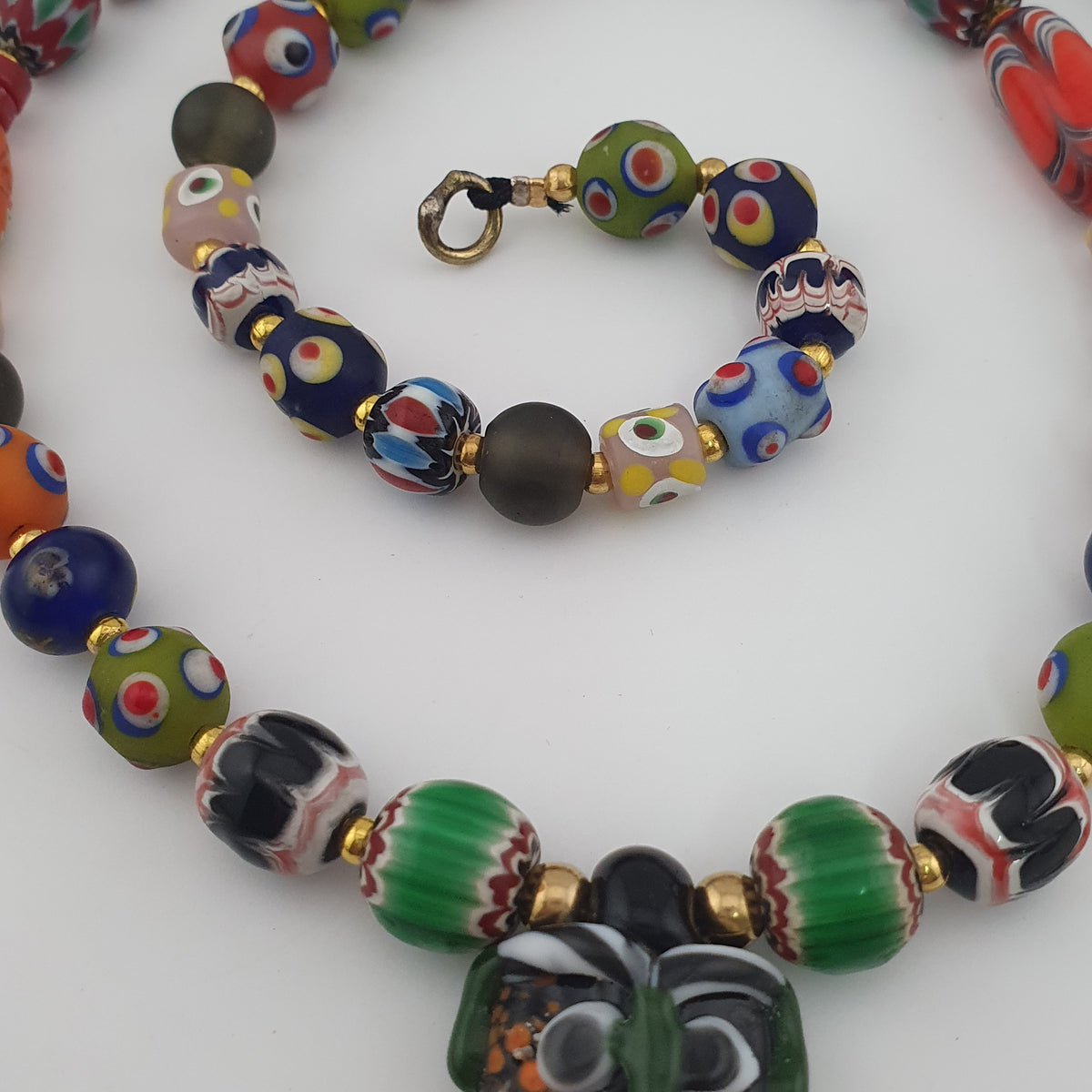 Antique Venetian Style MultiColor Mix Glass Beads Necklace