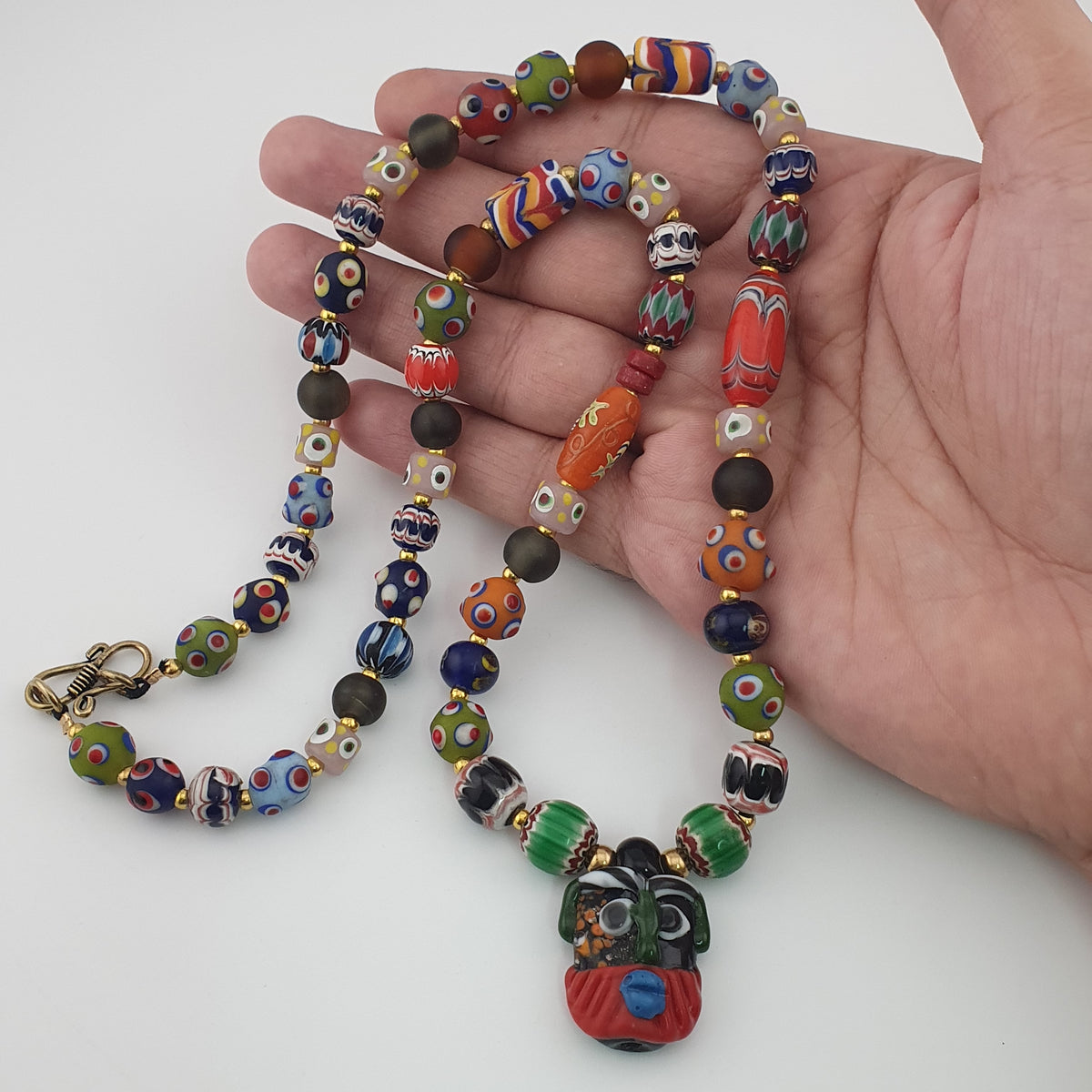 Antique Venetian Style MultiColor Mix Glass Beads Necklace