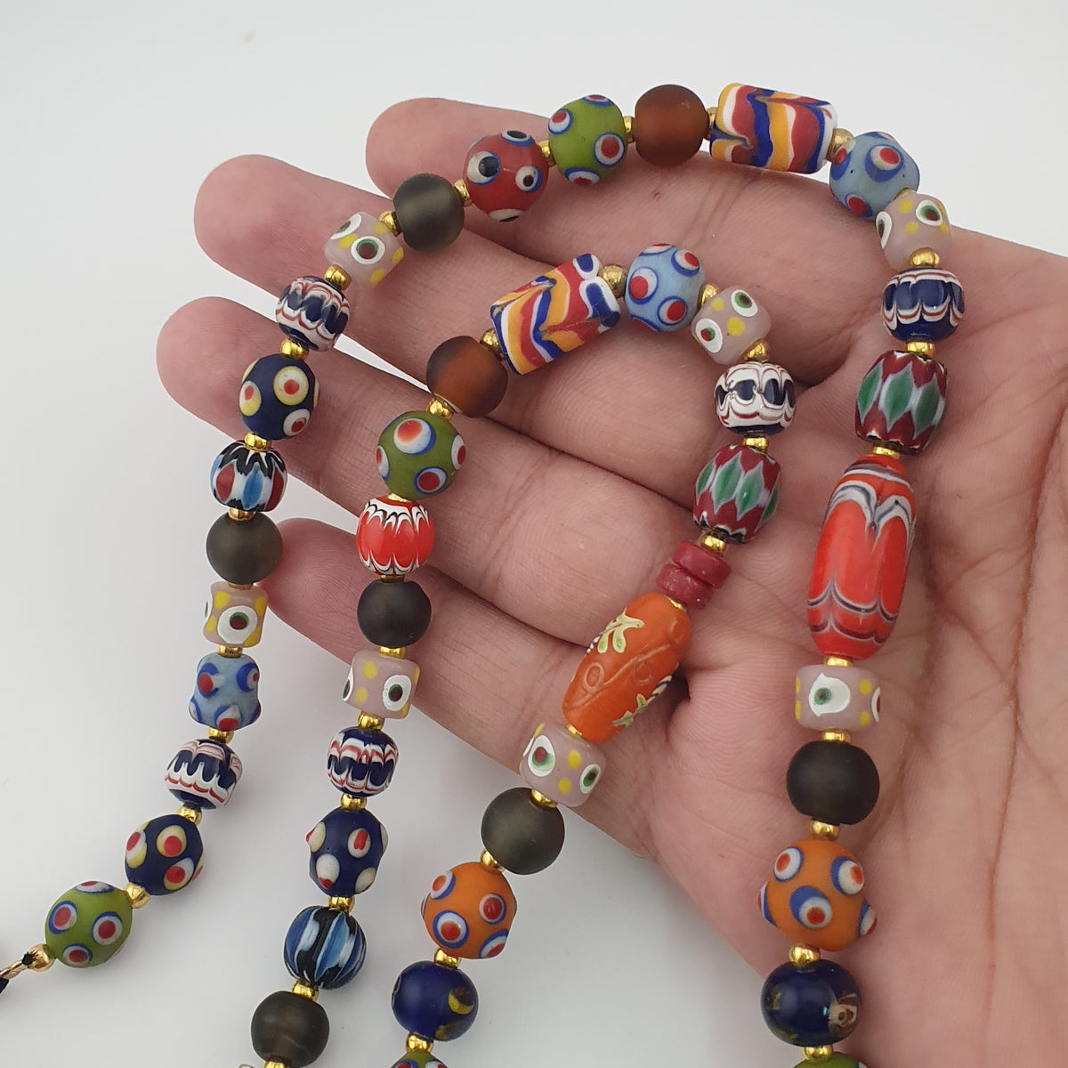 Antique Venetian Style MultiColor Mix Glass Beads Necklace